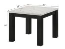 3 Piece Black & White Table Set, Coffee Table with Faux Marble Table Top and Two Matching End Tables