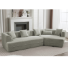128” Modern Minimalist Style Sofa with Boucle Fabric, 4 Throw Pillows and 1 Lumbar Pillow
