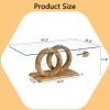 Modern Style Clear Glass Top MDF Coffee Table with Natural Wood Color Base