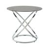 Marion Collection 3-Piece Table Set with Circular Intertwined Silver Metal Base and Black Tempered Glass Tops
