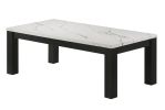 3 Piece Black & White Table Set, Coffee Table with Faux Marble Table Top and Two Matching End Tables