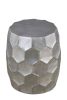 Antique Silver Modern Contemporary Handcrafted Aluminum End Table with Glossy Diamond Patterned Base Design