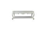 Antique Pearl Coffee Table with Open Bottom Shelf, Queen Anne Legs and Motif Design