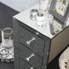 Mirrored Silver Nightstand with 3 Spacious Drawers and Crystal Drawer Knobs