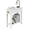 2 Tier End Bedside Sofa Side Table Narrow Nightstand with 1 Drawer and Open Lower Shelf