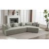 128” Modern Minimalist Style Sofa with Boucle Fabric, 4 Throw Pillows and 1 Lumbar Pillow