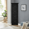 Tall Black Corner Storage Cabinet with 8 Doors and 4 Shelves