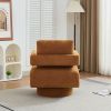 Square Swivel Boucle Accent Chair with Open Back, 360 Degree Rotation and Matching & Removable Back Cushion