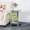 Mirrored Silver Nightstand with 3 Spacious Drawers and Crystal Drawer Knobs