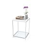 Modern Classic Silver Metal End Table with White Removable Tray and Tempered Glass Top and Bottom Shelves