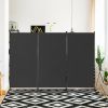 6' Black 3-Panel Room Divider Screen with Steel Base and Heavy Duty Hinges