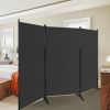 6' Black 3-Panel Room Divider Screen with Steel Base and Heavy Duty Hinges