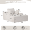 Double Chaise Lounge Chair, Sleep Sofa with 1 Back Pillow & 2 Throw Pillows, Memory Foam Filled Cushions and 4 Color Options