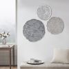 3 Piece Textured Feather Metal Disc Wall Decor Set