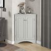 Triangle Bathroom Storage Cabinet with Adjustable Shelves in Gray, White & Oak