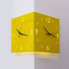 Nordic Square Modern Corner Wall Clock with Sensor Night Light, Sound Activation Sensor and 2 Sided Time Display