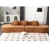 130.5” Modern Curved Combination Sofa with 3 Matching Pillows and Terrycloth Fabric