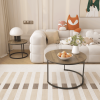 Nesting Coffee & End Table Set of 2 with Black Metal Frame