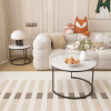 Nesting Coffee & End Table Set of 2 with Black Metal Frame