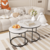 Nesting Coffee & End Table Set of 2 with Black Metal Frame
