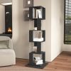 360° Rotating 5 Tier or 6 Tier Bookshelf with Anti-Toppling Base, In Black or White and Multifunctional Usage Options