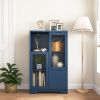 MDF Painted Cabinet with 2 Glass Doors, 1 Drawer and Open Storage Space in 4 Colors