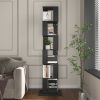360° Rotating 5 Tier or 6 Tier Bookshelf with Anti-Toppling Base, In Black or White and Multifunctional Usage Options