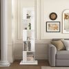 360° Rotating 5 Tier or 6 Tier Bookshelf with Anti-Toppling Base, In Black or White and Multifunctional Usage Options