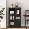 MDF Painted Cabinet with 2 Glass Doors, 1 Drawer and Open Storage Space in 4 Colors