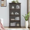 4 Tier Curio Display Cabinet with Flip-Up Tempered Glass Doors