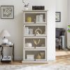 4 Tier Curio Display Cabinet with Flip-Up Tempered Glass Doors