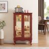 2 Door Curio Cabinet with Tempered Glass Doors, LED Light, Mirrored Back Panel & Adjustable Shelves