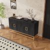 Retro Style Symmetrical Pattern Sideboard with 2 Adjustable/Removable Shelves, Metal Handles/Legs and In 3 Different Colors