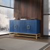 Retro Style Symmetrical Pattern Sideboard with 2 Adjustable/Removable Shelves, Metal Handles/Legs and In 3 Different Colors