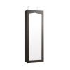 Lockable Wall Mounted Mirror Jewelry Armoire with 5 LEDs, 6 Drawers, Hang On Door Option and 3 Colors To Choose