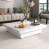 39.4” Square Marble Veneer Coffee Table with 4 Sliding Tops with 4 Hidden Storage Compartments