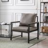 Modern Faux Leather Accent Chair with Black Powder Coated Metal Frame and Adjustable Pillow Back