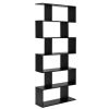 6 Tier S-Shaped Bookshelf Storage Display Bookcase Decor Z Shelf with Large Open Compartments