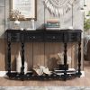 52” Contemporary Curved Half Moon Console Table with 4 Spacious Drawers, Antique Style Design. 4 Sturdy Legs and Open Bottom Shelf