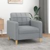Light Gray Accent Chair, Comfortable Pillow Backrest with Padded Seat Cushion and Armrest