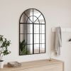 Black Arched Wall Mirror with Powder Coated Iron Frame and 23.6” x 11.8”