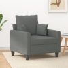 Dark Gray Sofa Chair with Padded Seat, Armrests and Back Pillow
