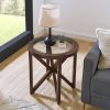 Round Mid-Century Style Coffee or End Table with Clear Tempered Glass Top