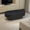 43.7” Modern Handcrafted Drum Coffee Table with Oval Shape and Pedestal Base