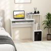 Space Saving Computer Work Desk with Pull-Out Keyboard Tray and Detachable & Foldable Bottom Drawer
