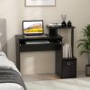 Space Saving Computer Work Desk with Pull-Out Keyboard Tray and Detachable & Foldable Bottom Drawer