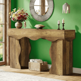 Long Console Table with Wavy Scalloped Edges and Farmhouse Foyer Design (default: default title)