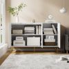 Sideboard Storage Cabinet with Adjustable Shelves, Golden Handles and Metal Legs