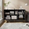 Sideboard Storage Cabinet with Adjustable Shelves, Golden Handles and Metal Legs