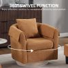 360° Swivel Accent Barrel Armchair & Ottoman Set with Removable Back Pillow & 2 Armrest Covers